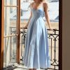Sky Blue A-Line Midi Dress
