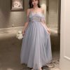 Elegant Grey Tulle Evening Dress
