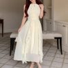 Soft Cream Ruffle Chiffon Dress